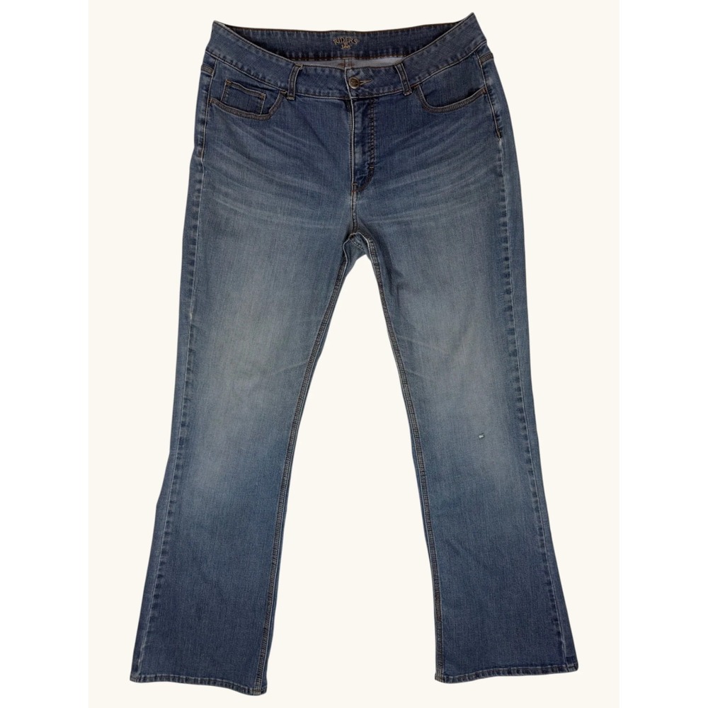 Riders by Lee Womens Mid Rise Bootcut Jeans Medium Wash Embellished Pocket 33
